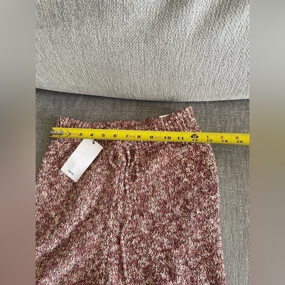 MANGO High Waist Flecked Burgundy Knit Shorts Cotton S Size S - Picture 9 of 11